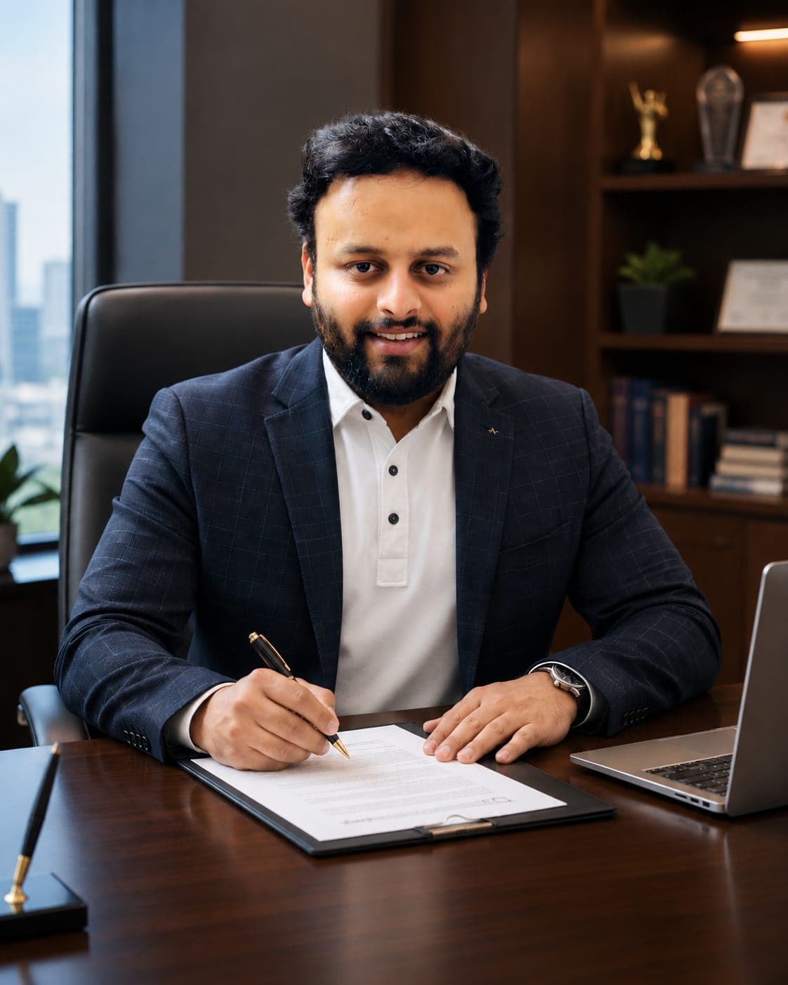 Chairman Gaurav Shingne at his desk