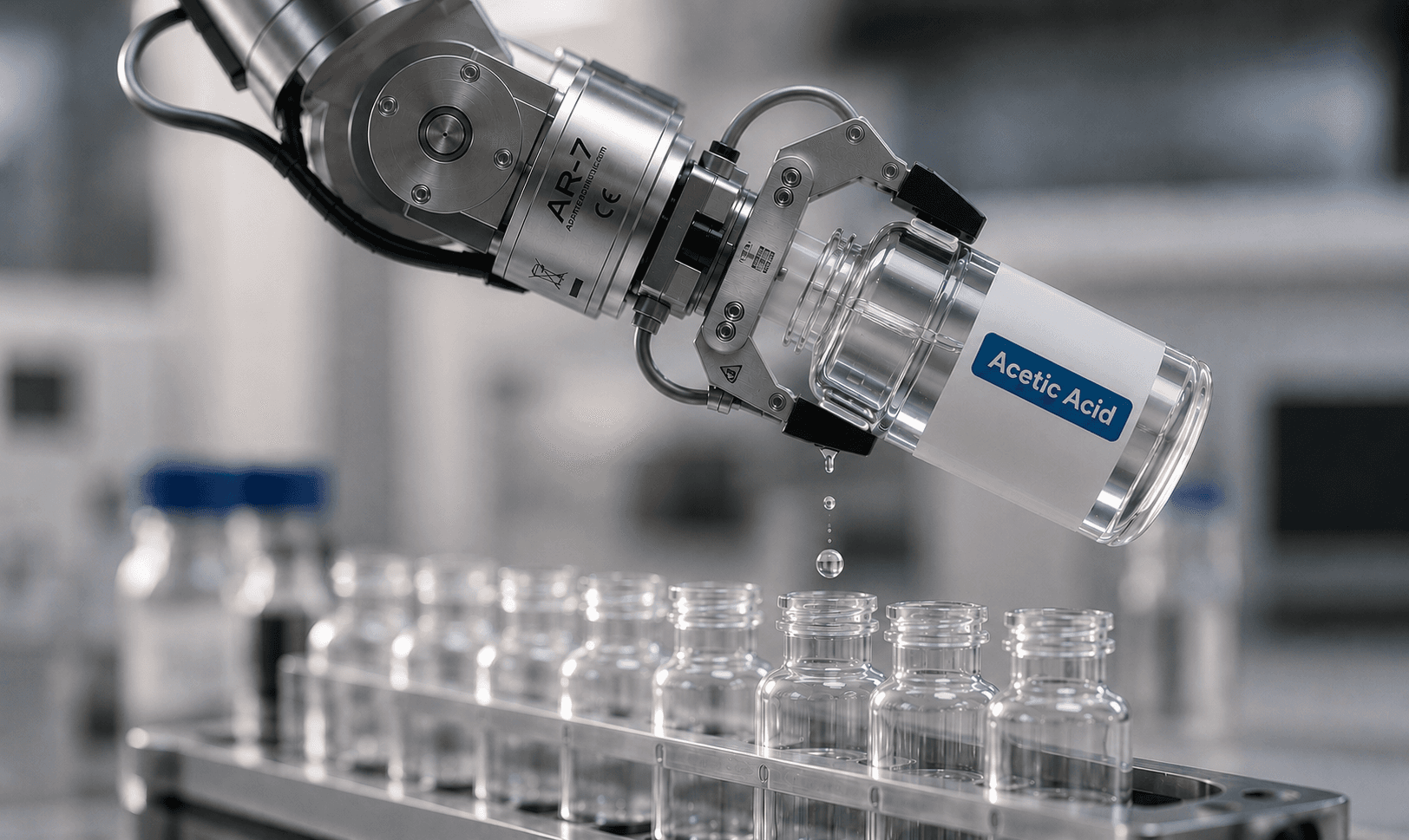 Analytical chemistry glassware in a laboratory